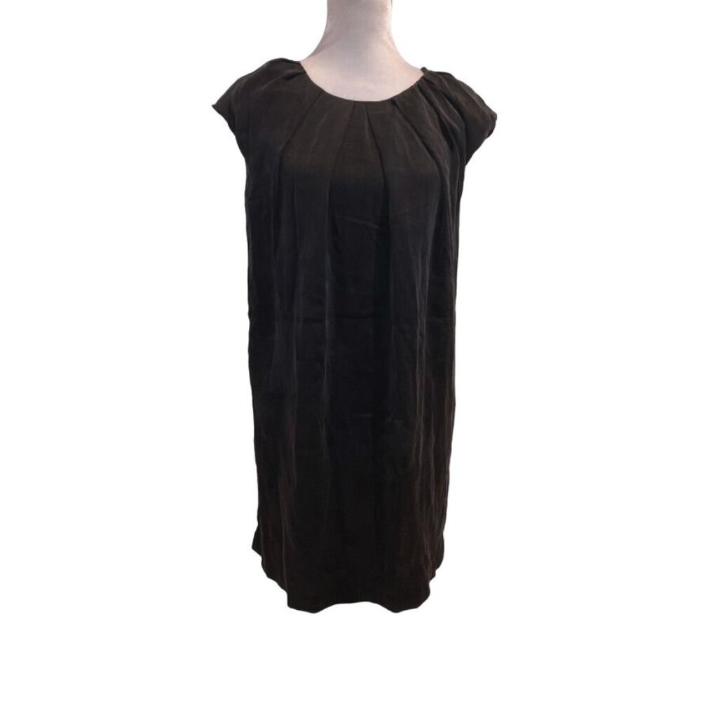 Joie Silk Dress Gray Charcoal Size Small Womens Short Sleeve Pleats Business